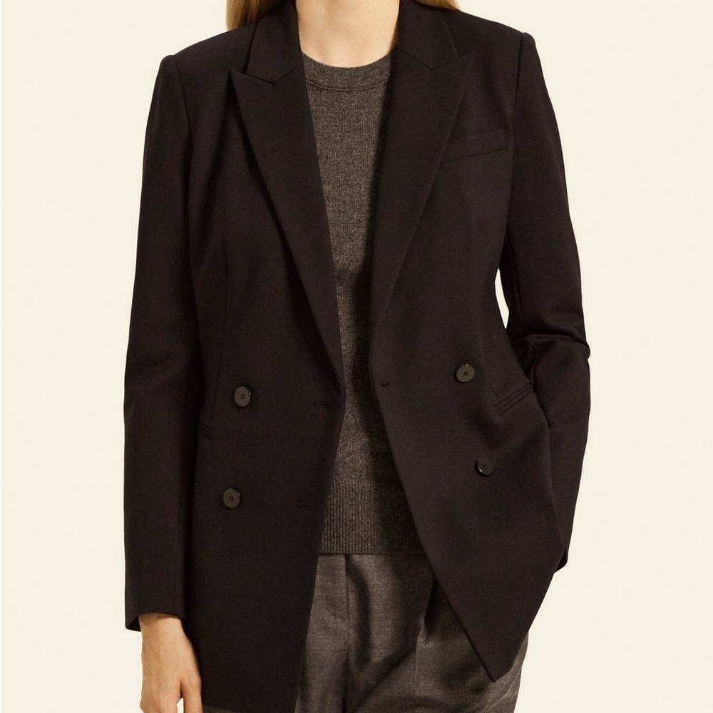 Theory Double Breasted Blazer in Stretch Knit Crepe